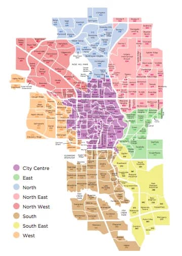 Calgary service area map showing all neighborhoods we serve